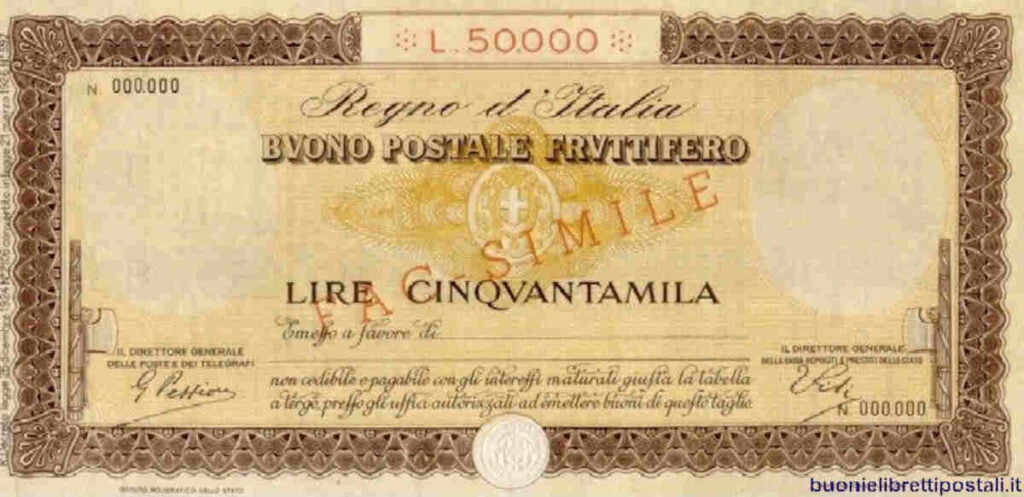 Buono fruttifero postale da 50.000 lire