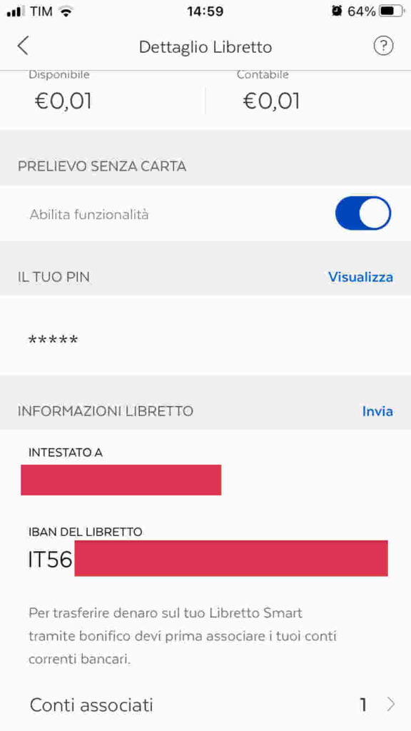 Libretto di risparmio con IBAN